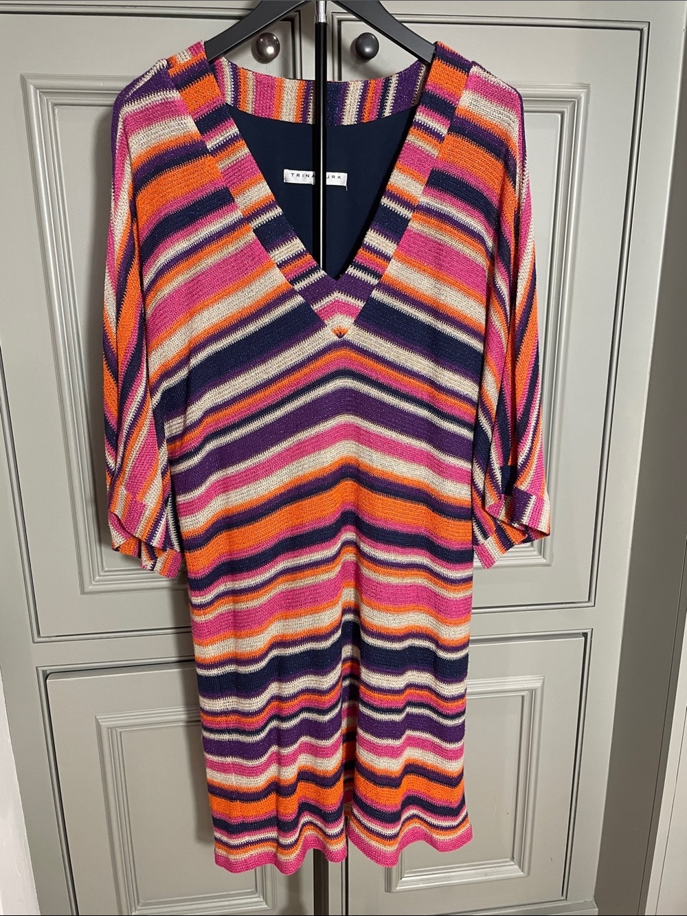 Trina Turk Metallic Knit Cover Up Dress Resort Glam Beach Vacation Chic